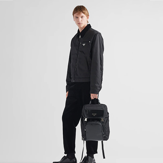 9a+ prada re-nylon and brushed leather backpack